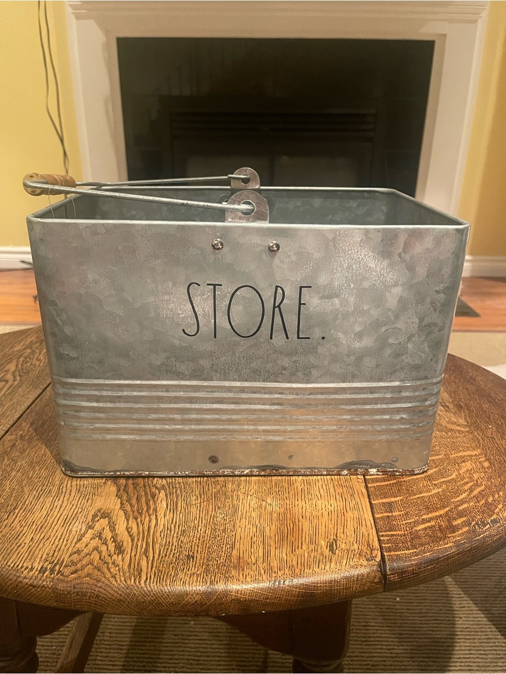 Rae Dunn Galvanized Metal Storage Caddy - Silver